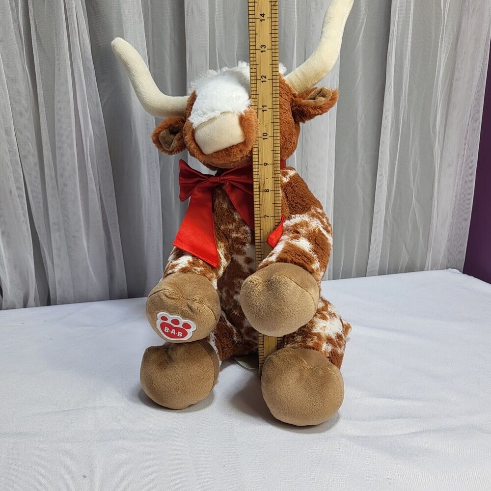 Build A Bear Workshop Longhorn Cow Texas‎ Steer Brown White 2023 Stuffed Plush - Picture 15 of 16